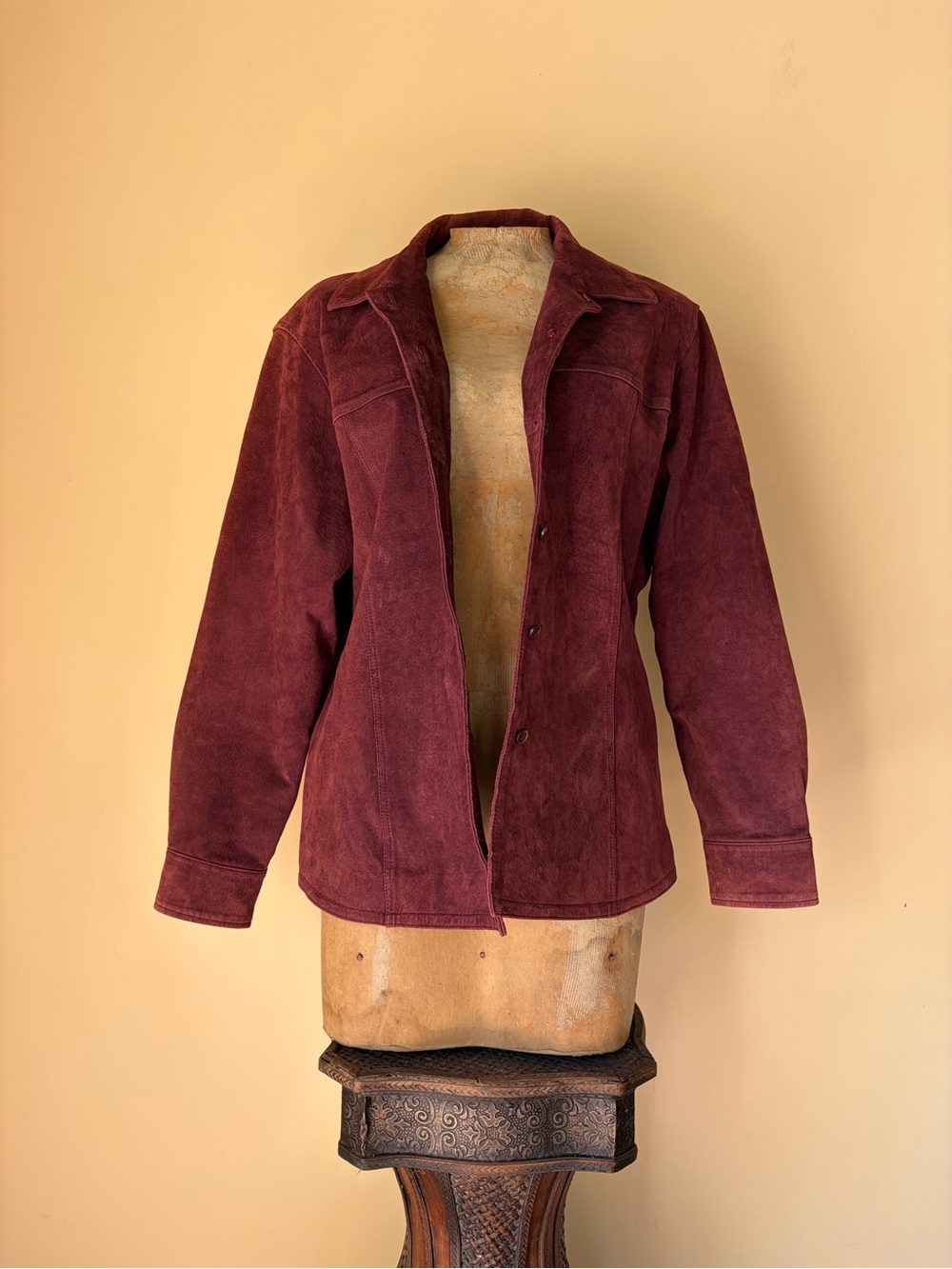 Vtg 90s Y2K Berry Purple Burgundy Suede Jacket Western Boho Whimsygoth